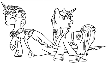 Kolorowanka zakochani Shining Armor i Cadance